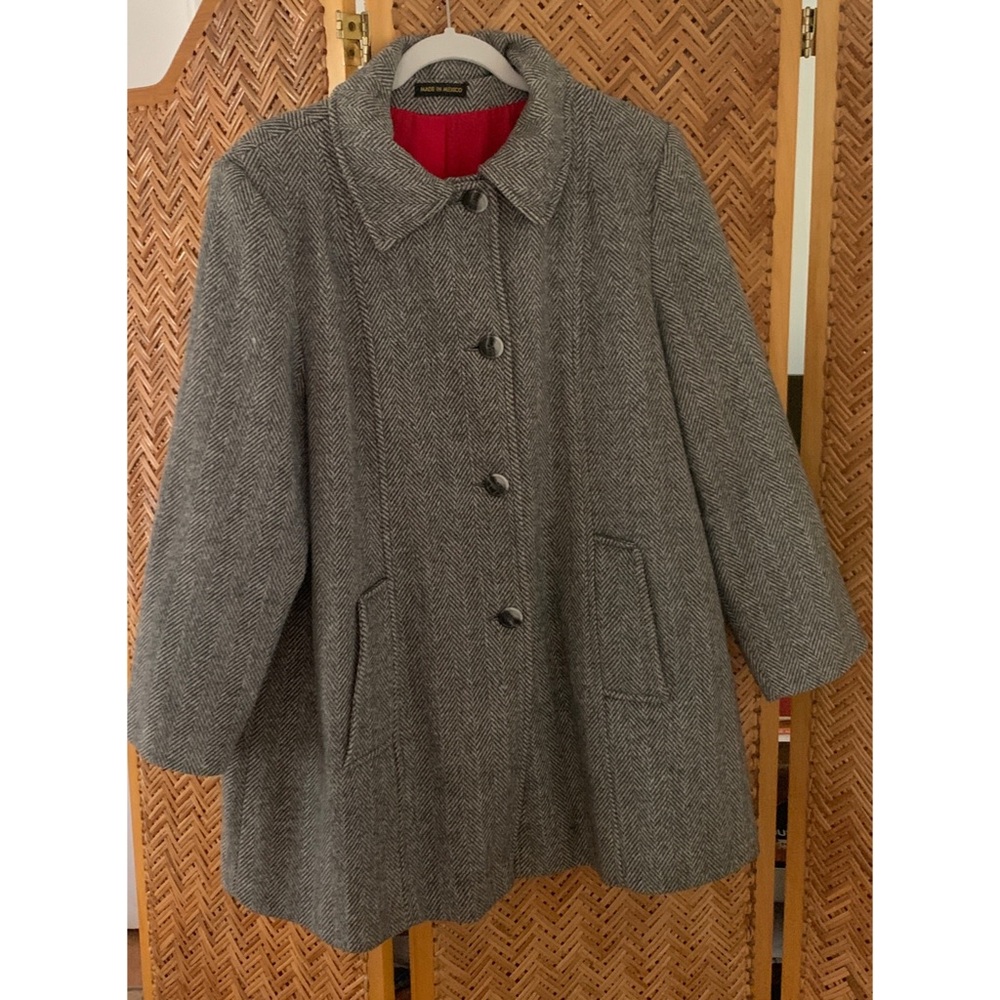 VINTAGE Wool Blend Houndstooth Coat